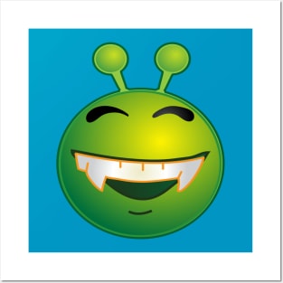 Funny Alien Monster ET Extraterrestrial Martian Green Man Emoji for Women, Men and Kids 6 Posters and Art